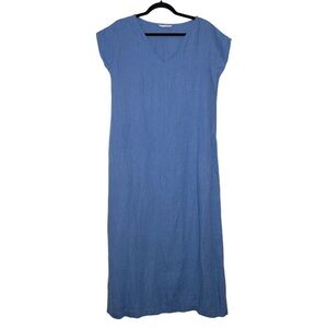 Linenfox Sunday Dress in Denim Blue Linen, XS